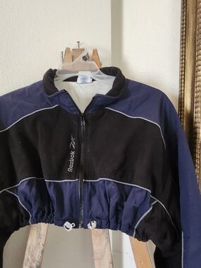 Reebok Cropped Track Jacket in Navy and Black